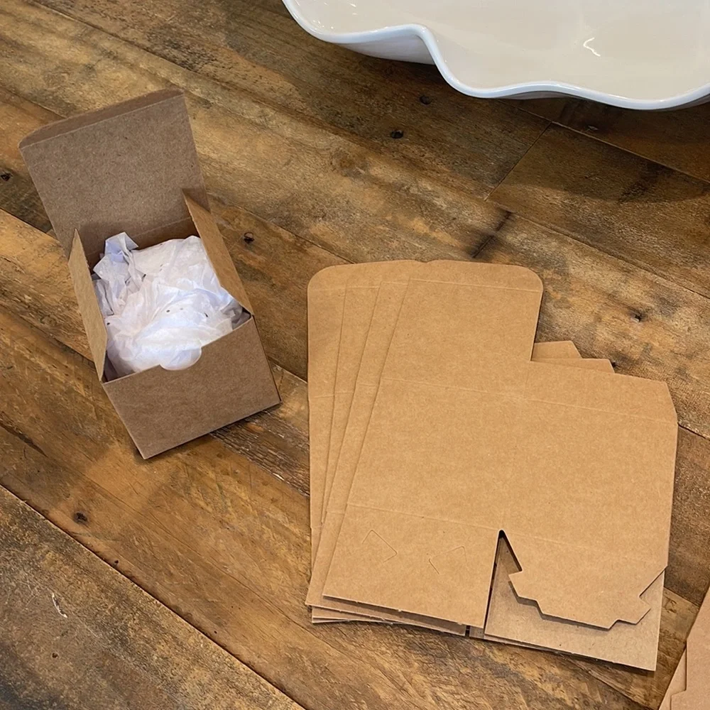set of 10 BRAND NEW Kraft Brown Gift Boxes five 3” & five 4” cubed any occasion